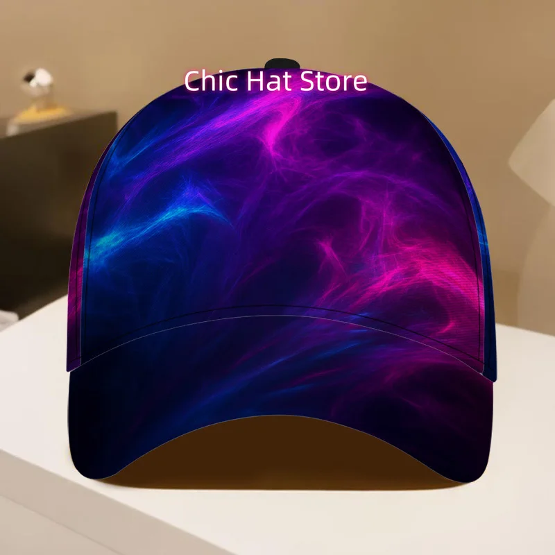 1pc Neon Aurora Flow Print Adjustable Snapback Duckbill Hat - Lightweight Baseball Cap Suitable for Running, Casual Wear & Chris