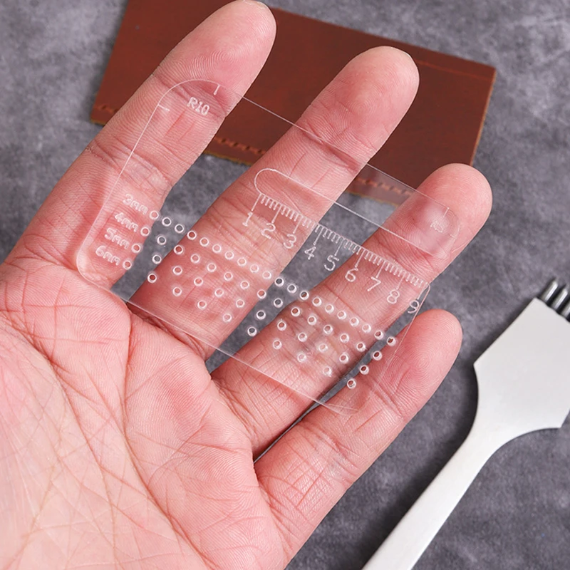 4mm Thickened Transparent Acrylic Puller Multi-functional Ruler for Leather Working Manual Cutting Distance Tool with round Edge