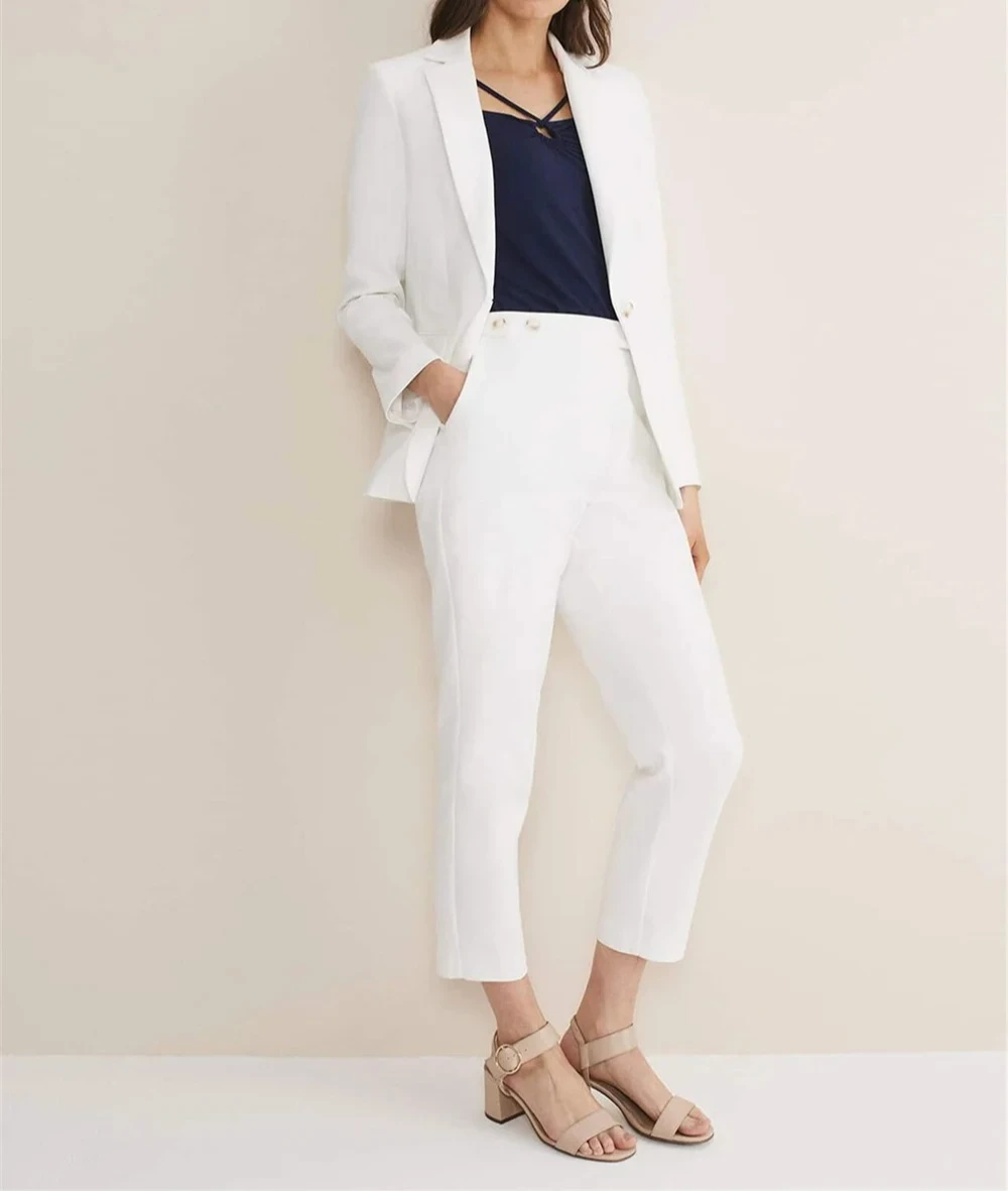Classic White Women Suit Set For Wedding 2025 Elegant Women Jacket Pant Suit Formal Customized Women Wedding