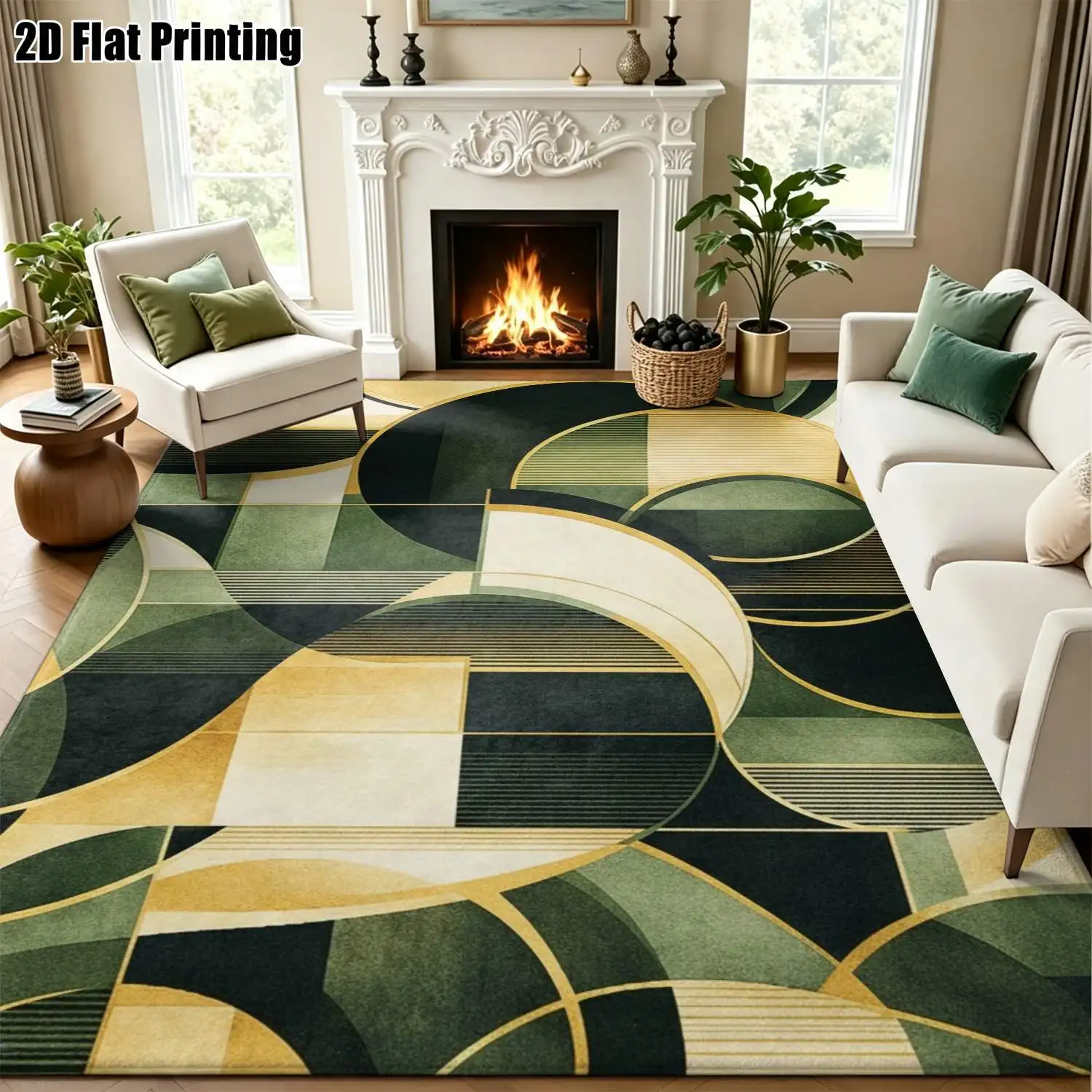 Retro Mid Century Geometric Carpet Modern Abstract Block Area Rug Luxury Living Room Office Lounge Floor Decoration Mat