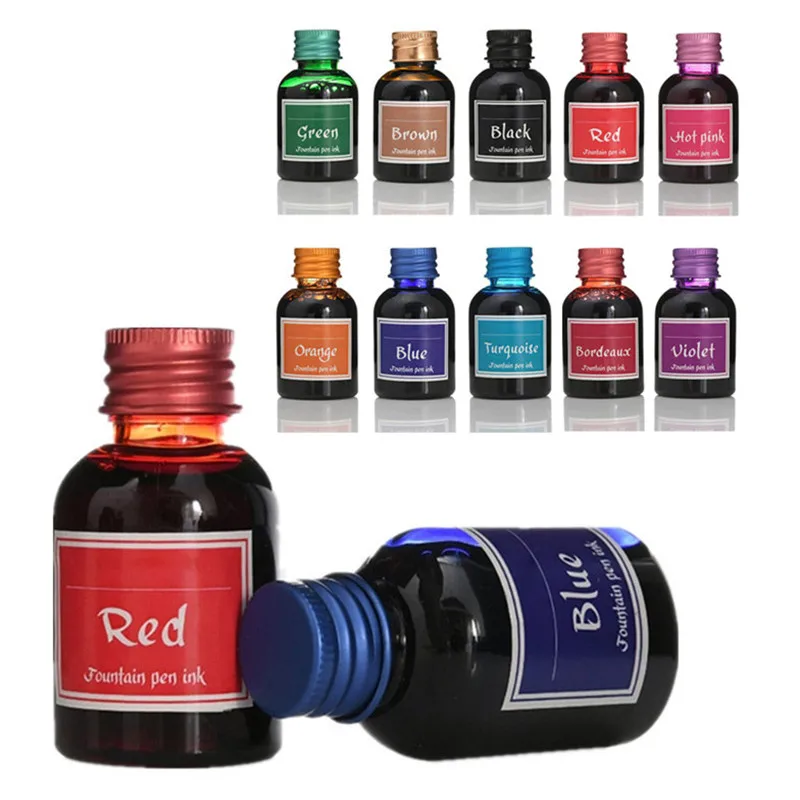 10 couleurs 1 bouteille d'encre de stylo plume colorée Pure 30ml pour recharger des encres papeterie fournitures de bureau scolaire livraison directe