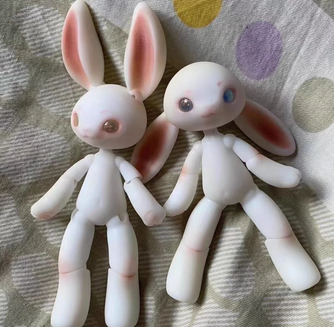 14cm Rabbit Doll Lovely Animal Doll 3D Printing Resin Material DIY No Makeup Doll Toys Gifts