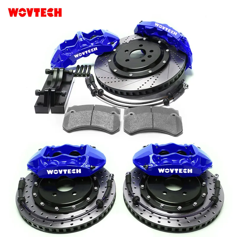 

Wovtech GT6 GT4 Big Brake Caliper Kit with Slotted Drilled Disc Front Rear 19 Inch Wheel for Ford Mustang