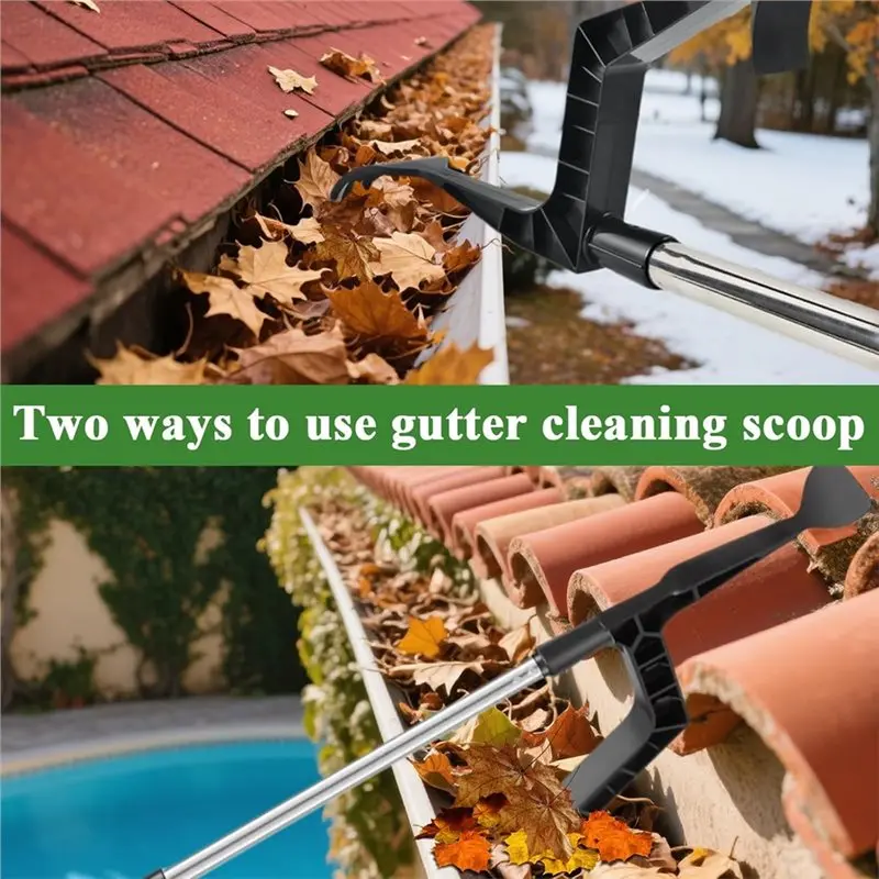 ABJT-Gutter Cleaning Tool Set Multi-Functional With Adjustable Length And Dual Brush Heads