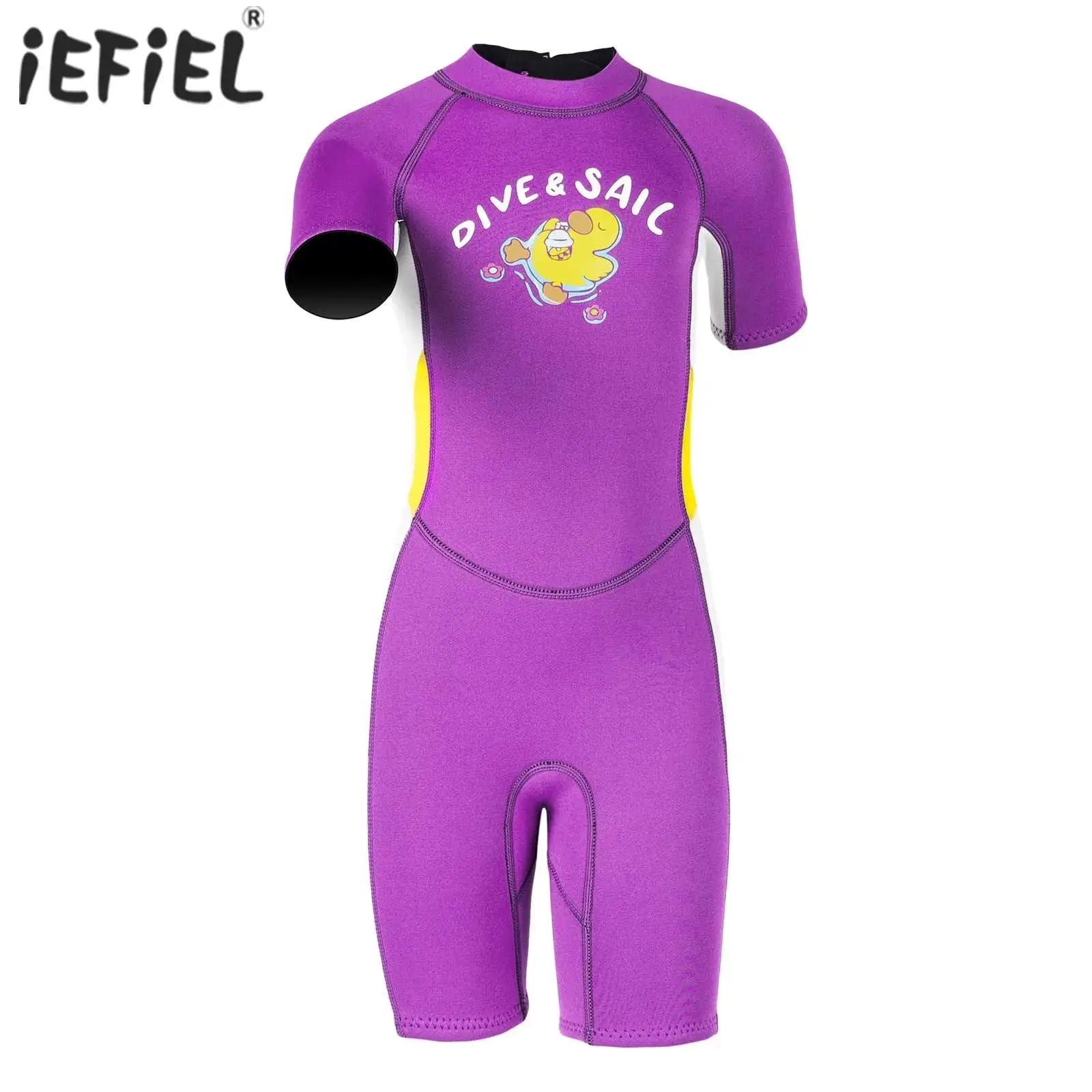 

Kids Girls 2.5mm Neoprene Swim Wetsuit Cute Duck Print Jumpsuit Bodysuit Thermal Swimsuit for Diving Surfing Swimming Lessons