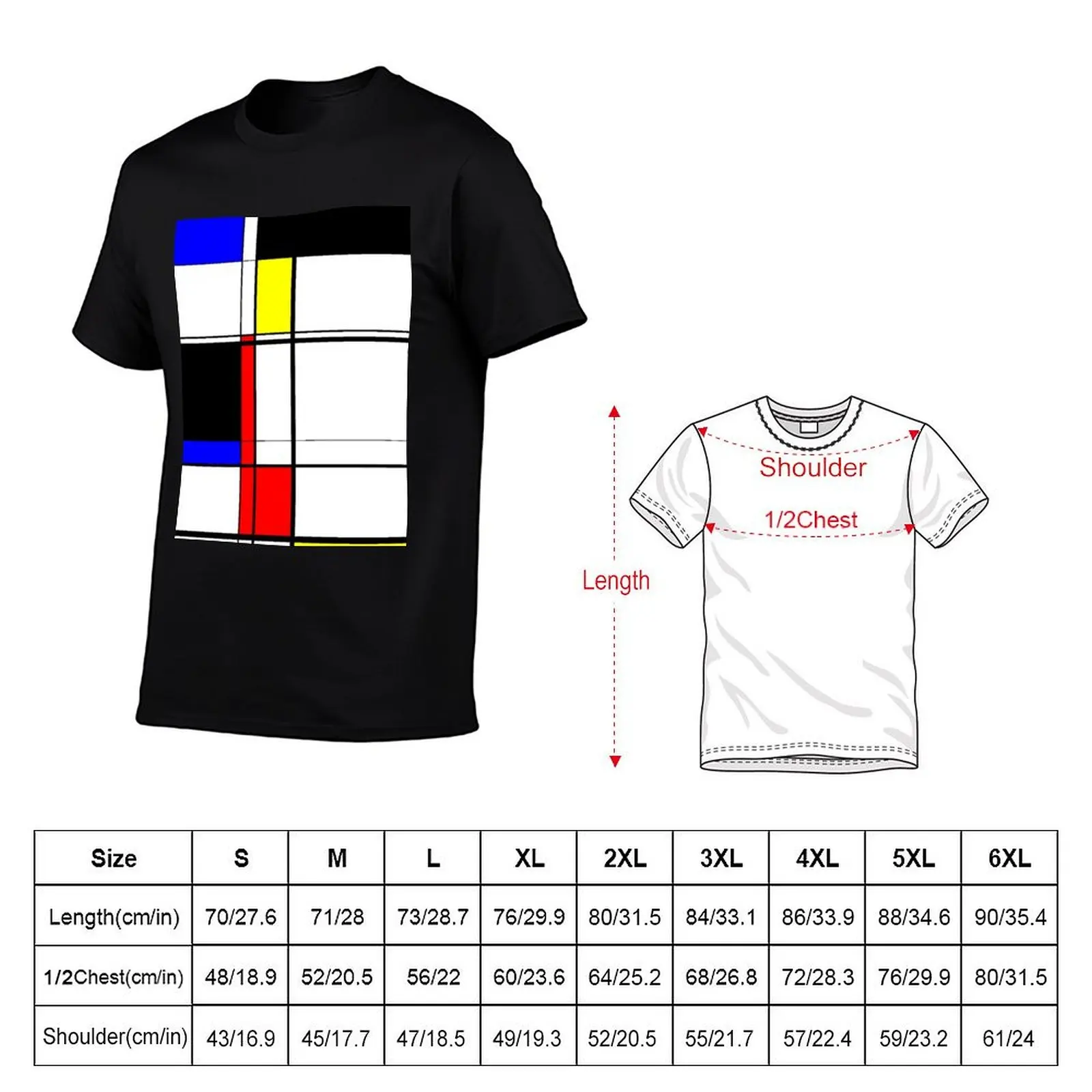 Mondrian Inspired Color Block T-Shirt customs summer top vintage clothes t shirts for men