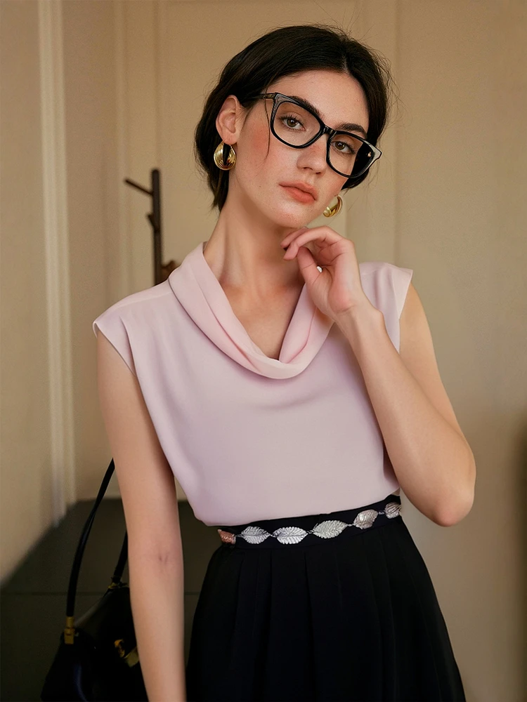 

OLrain Summer Blouse Woman Elegant Sleeveless Chiffon Tops 2025 Summer Office Ladies Blouses Women's Clothing O57XX98698