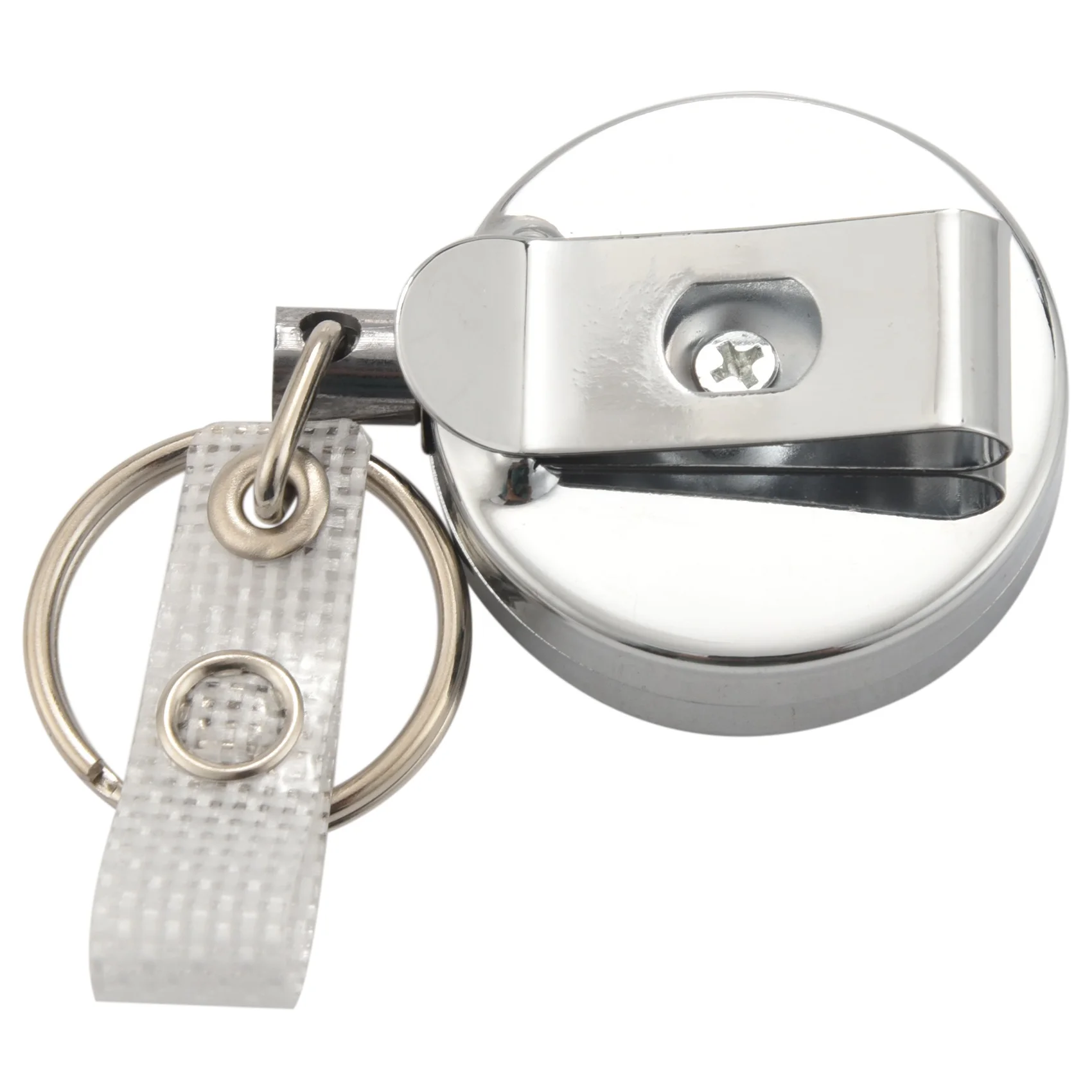 2 Pack Heavy Duty Retractable Badge Holder Reel,Metal ID Badge Holder with Belt Clip Key Ring for Name Card Keychain Silver