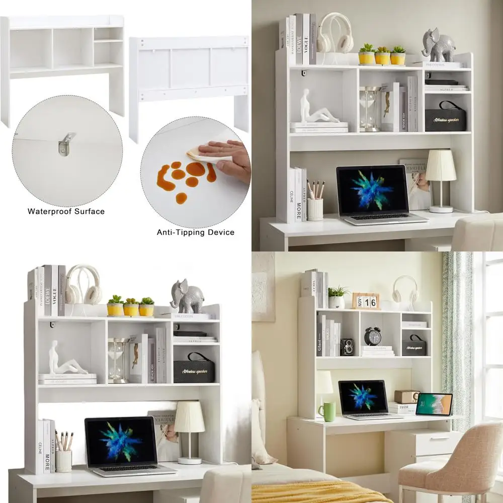 

6-ярусная деревянная настольная полка для хранения, 3-ярусная подставка-органайзер для домашнего офиса (белая)