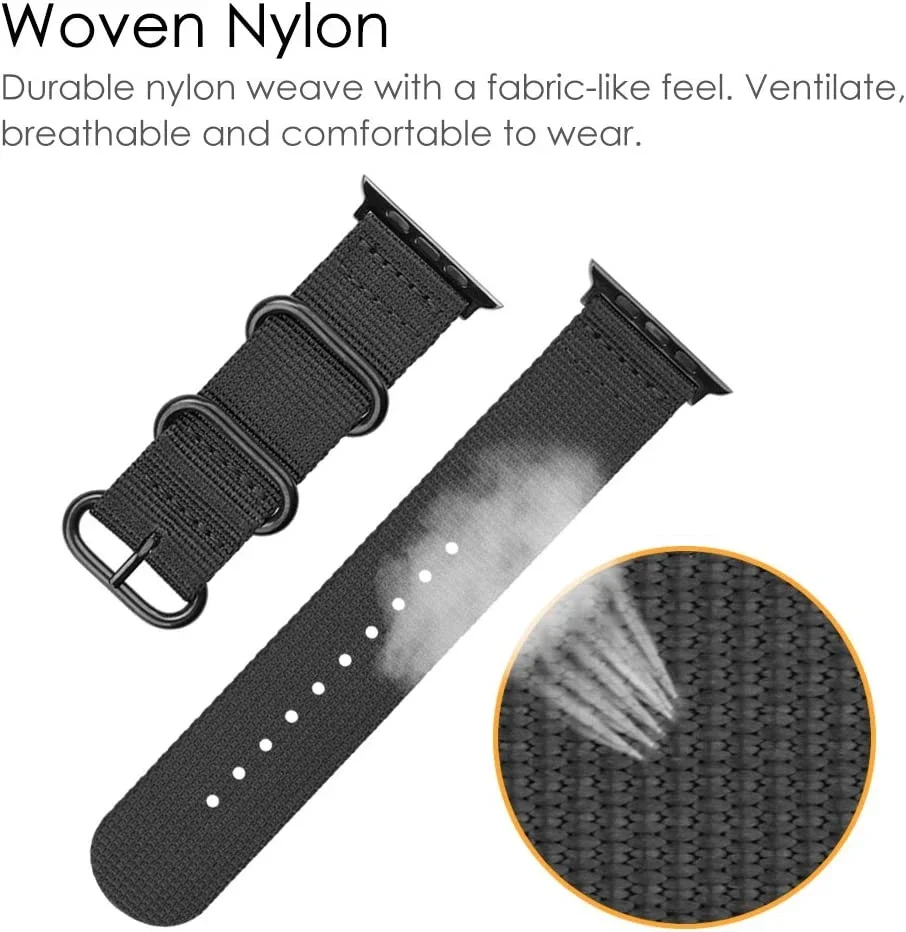 Canvas Nylon strap For Apple watch Ultra/2 9 8 7 49mm 45mm 41mm Breathable replacement wristband For 6 5 4 3 2 SE 44mm 42mm 40mm