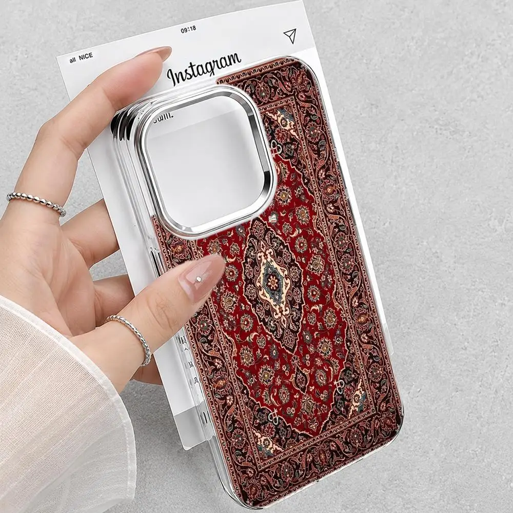 Persian Carpet Style Popular Transparent Phone Case For iPhone 17 Air 16 15 14 13 12 11 Pro Max X XR XS 16 Plus Anti Black Soft