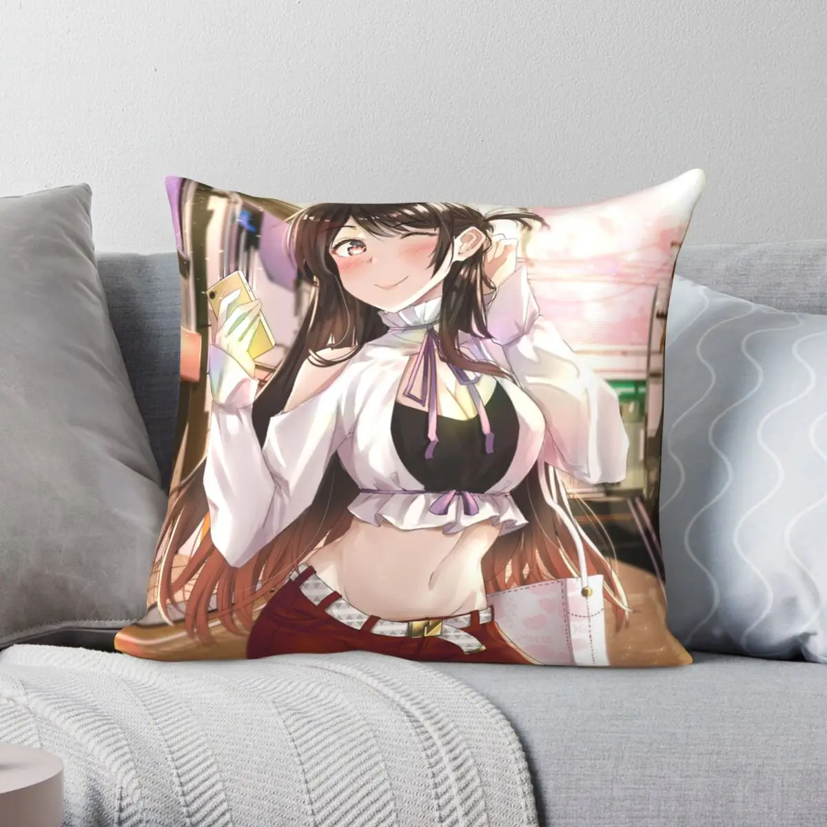 Chizuru Mizuhara Rent A Girlfriend Square Pillowcase Polyester Linen Velvet Decorative Throw Pillow Case Sofa Cushion Cover