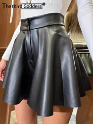 Sexy black fashion casual summer leather shorts women clothing high waist hot short pants womens y2k streetwear PU booty shorts