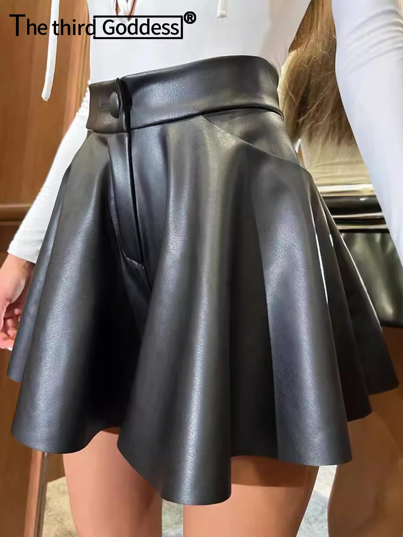 Seksowne czarne modne letnie skórzane szorty damskie odzież z wysoką talią gorące krótkie spodnie damskie y2k streetwear PU booty shorts