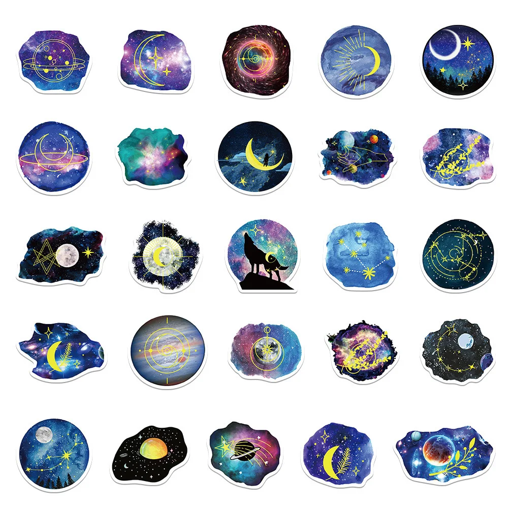 10/30/50pcs Galaxy Moonlight Space Cartoon adesivi estetici decalcomanie Kid Toy Laptop Guitar Scrapbook Phone bagagli Cool Sticker