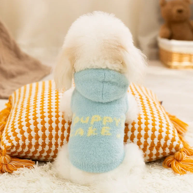 Pet Clothes Winter Mink Fur Hooded Sweater Cute Ice Cream Jacket Teddy Bear Small Dog Coats Puppy Clothes Dog Hoodie Clothing