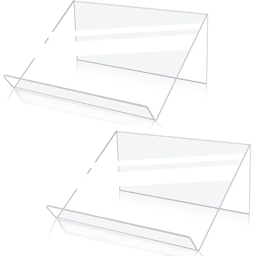 

Подставки для книг для демонстрации, 2 шт., акриловые прозрачные подставки для книг с небольшим выступом 1,5 дюйма, противоскользящие подставки-мольберты для книг