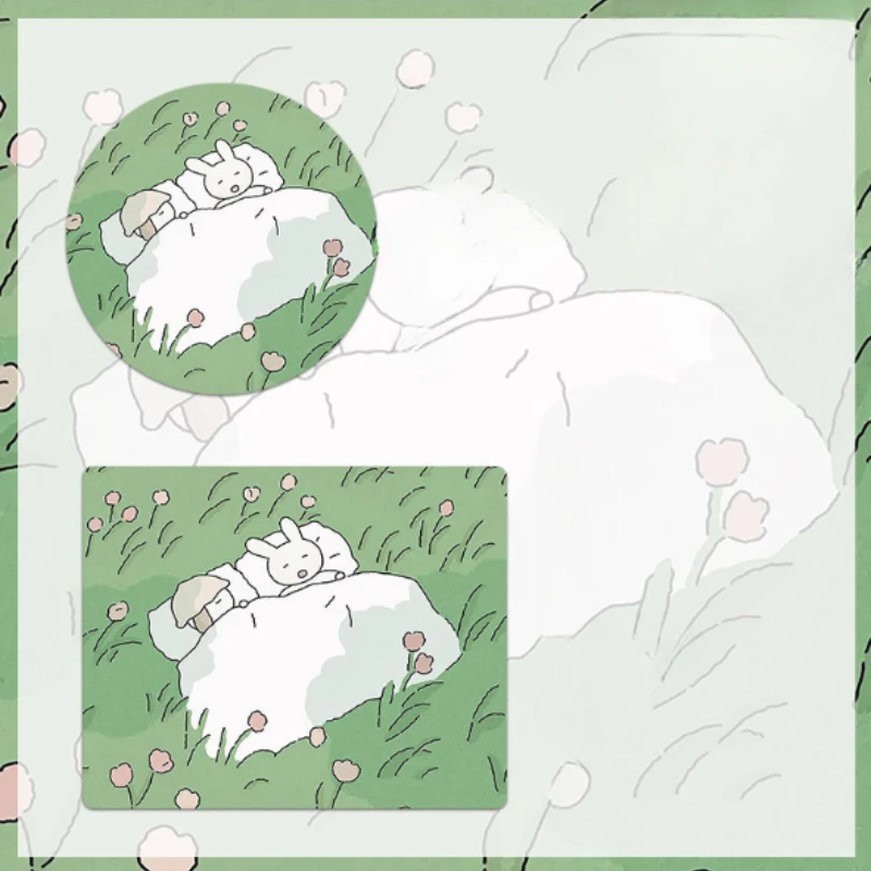 Kawaii Mouse Pad Green Anime HD Desk Pad Extended Gaming Keyboard Mats Cute Anti Slip Lock Edge Cartoon Style Non-Slip Mat