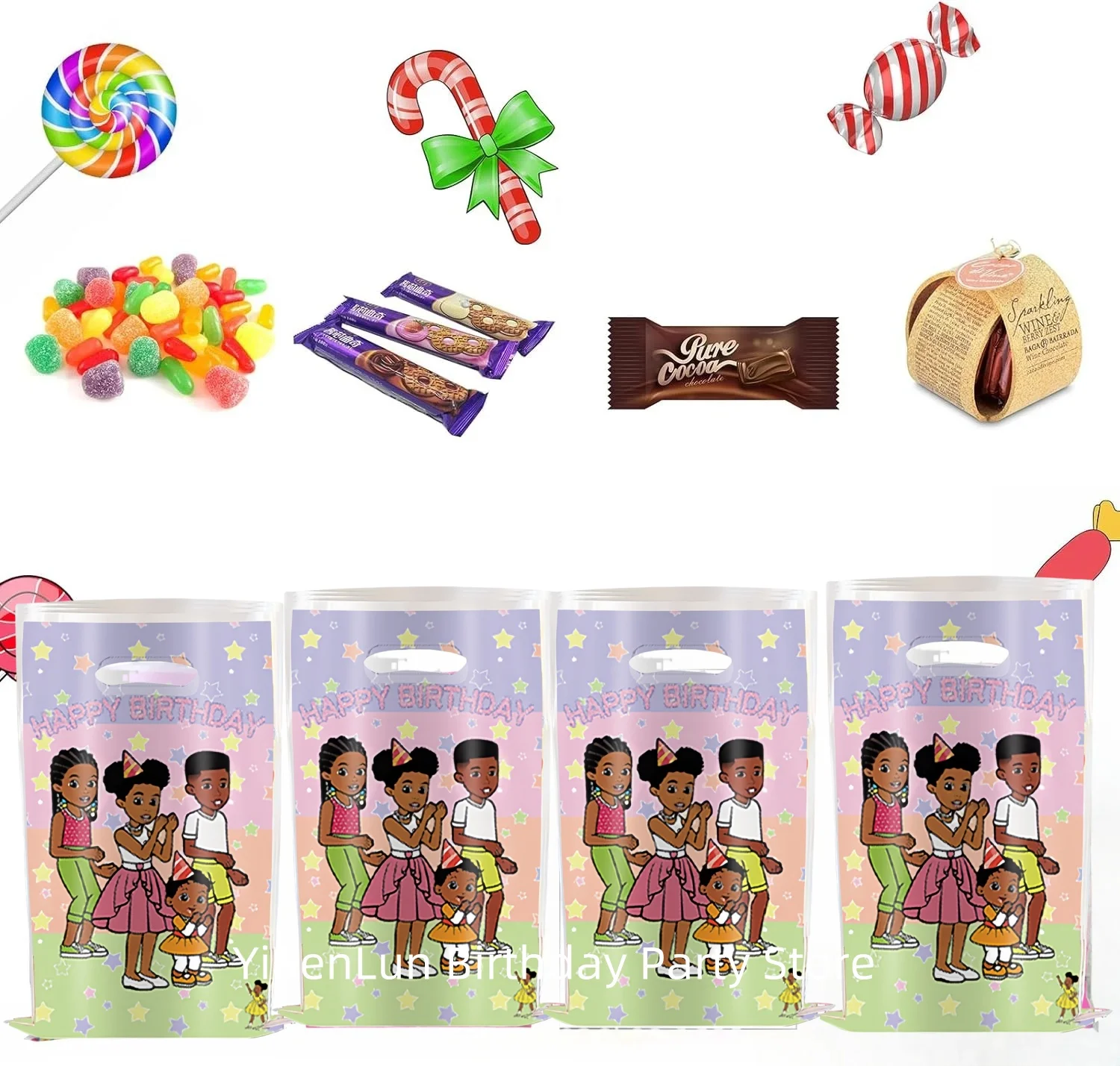 Gracies Corner Gift Bags Birthday Party Decor  Black Girl Goody Biscuit Package Candy Bag Baby Shower Kids Gift Party Supplies