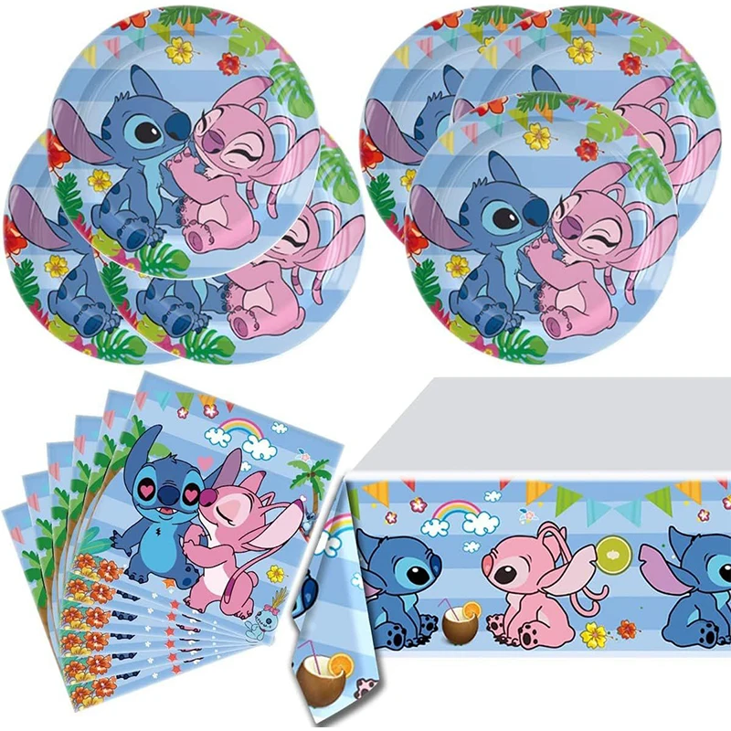 Disney Lilo Stitch Birthday Party Decorations Stitch Disposable Tableware Baby Shower Balloons Banner Cups Kids Party Supplies