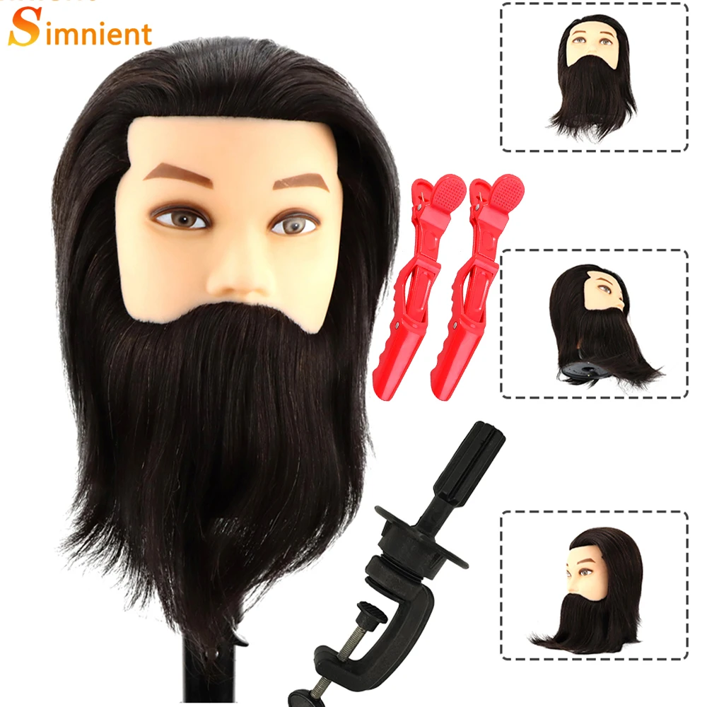 

Simnient Male Mannequin Head With 100% Real Human Hair For Practice Hairdresser Cosmetology Training Doll Head For Hair Styling