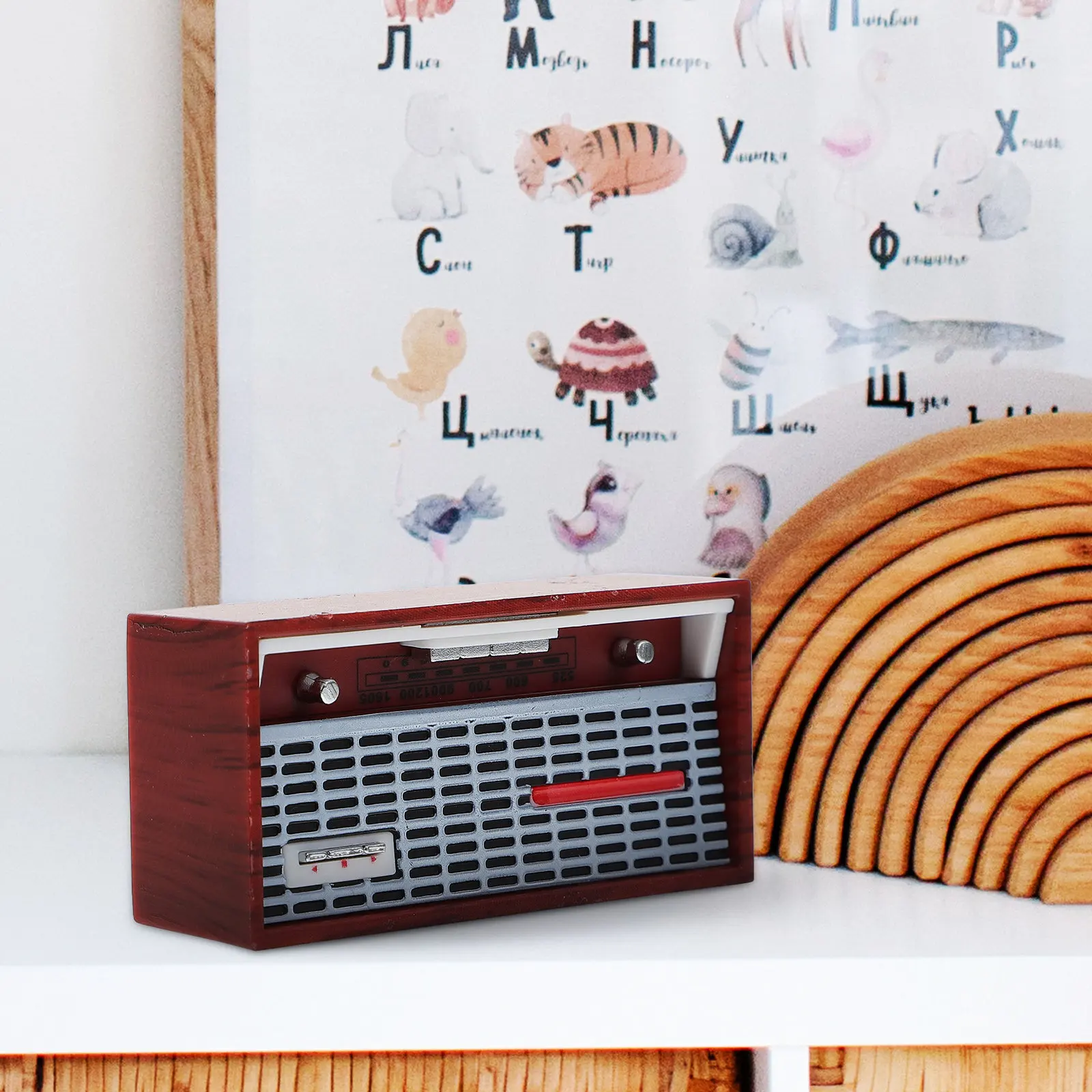 

Mini Retro Radio Vintage Plastic Decorative Ornament Desktop Accessory Mini House Supply Landscape Layout Accessory