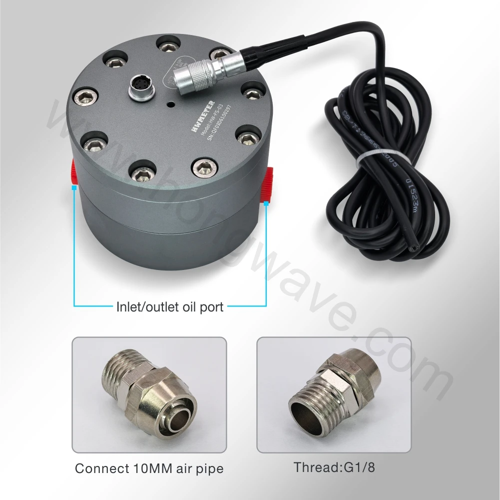 Flow Sensor HW-FS-03 Pump Flowmeter With Y Copper Filter Kit For Common Rail Test Bench Gear Oil Flow Meters Measurement Unit