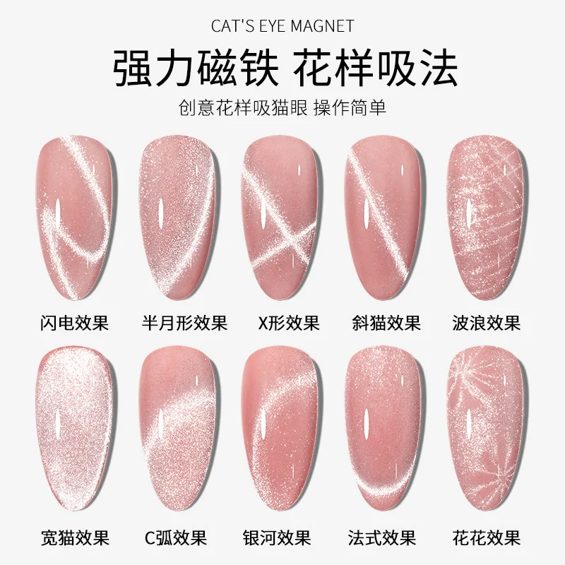 4pcs Tangram Rectangle Multifunctional Cat Eye Magnet Stick Set Rabbit Y-shape Glitter Nails Art Accessories Charm Manicure Tool