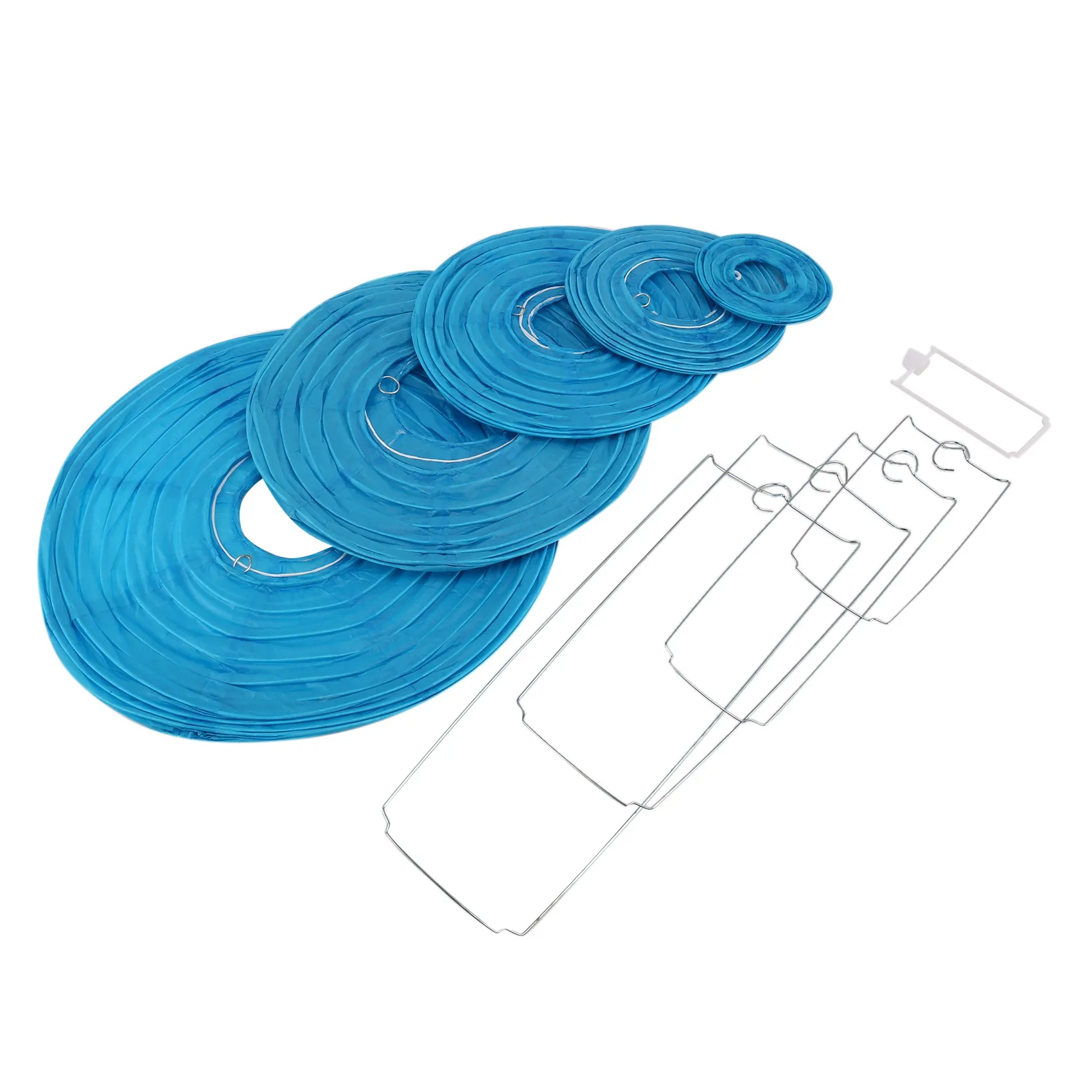 Ensemble de lanternes chinoises en papier bleu royal, réutilisables et faciles à assembler, 18 pièces