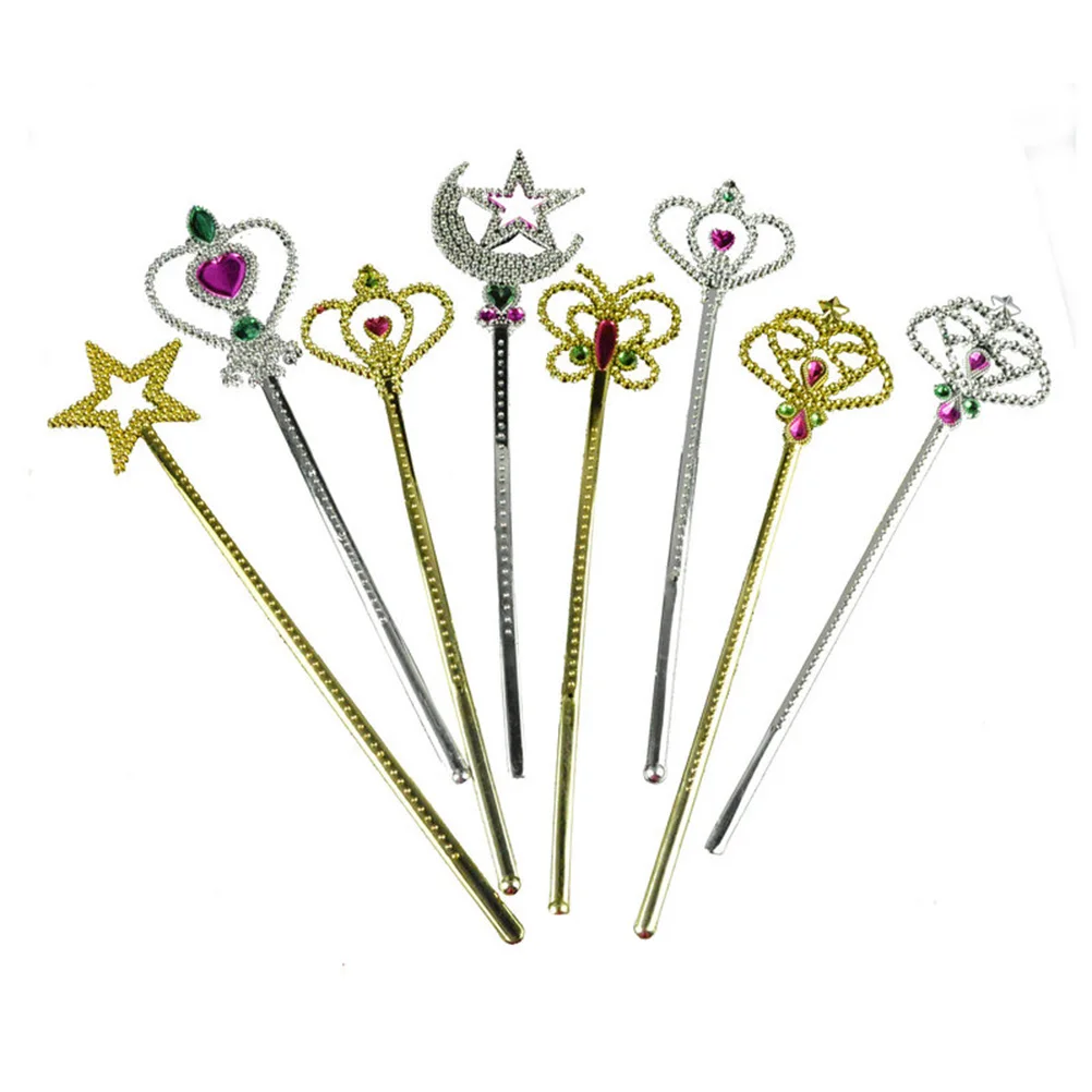 

6 Pcs Pentagram Fairy Wands Toys Gold Princess Party Accessories Plastic Sticks Role Play Props