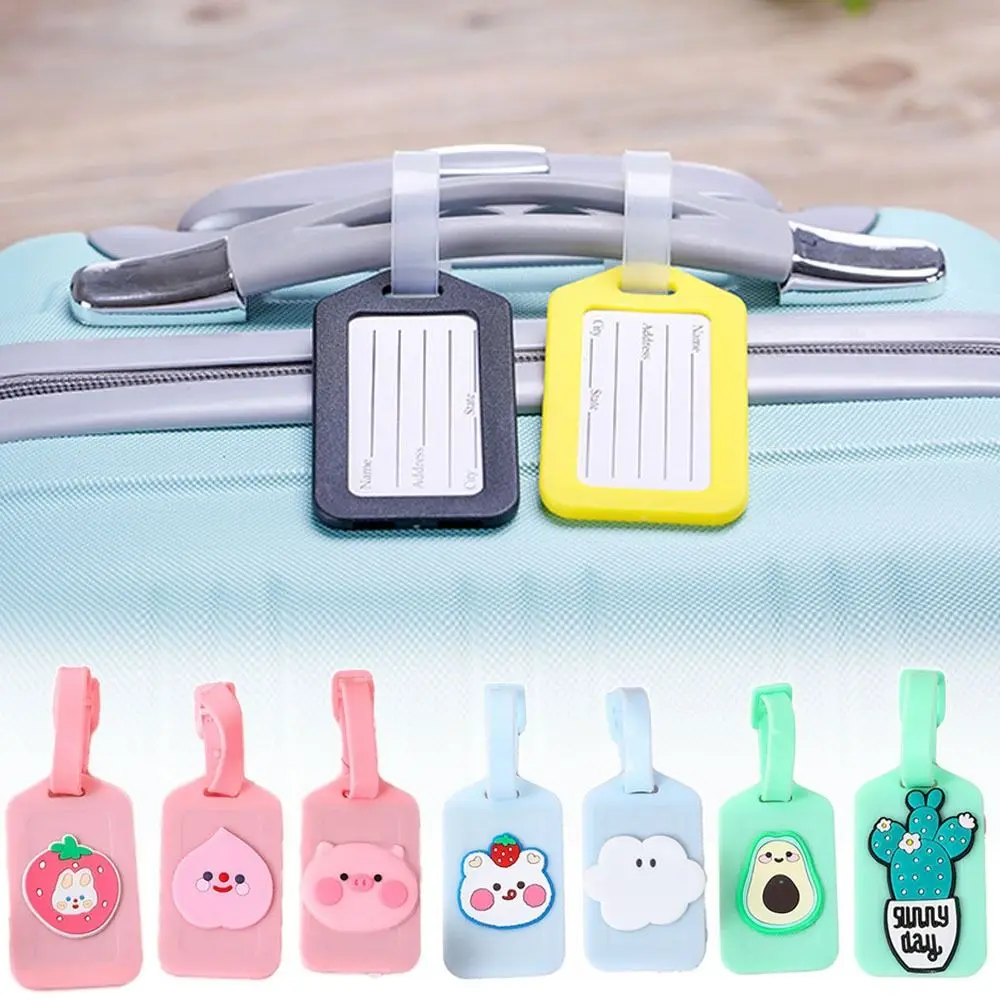 PVC Luggage Tag Creative Name Address Cartoon Pattern Suitcase Boarding Pass Accessories Anti-Lost Baggage Labels Travel