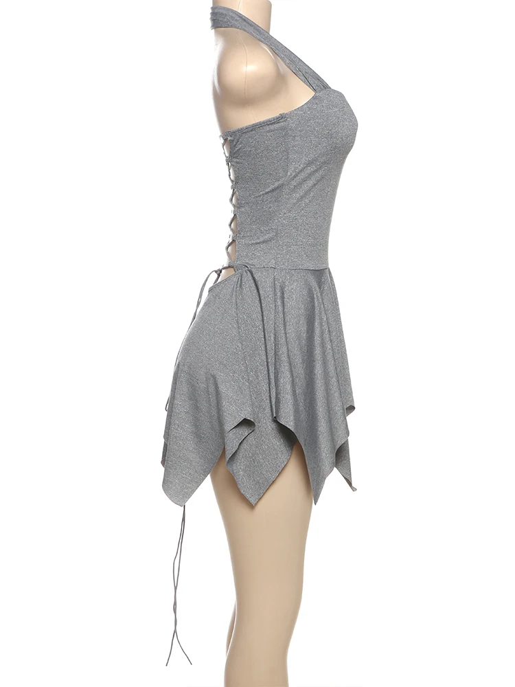 Nibber セクシーなタイダイプリントドレス女性包帯ホルターメタルチェーンパッチワーク背中の開いた休暇ビーチパーティーエレガントなロングボディコン