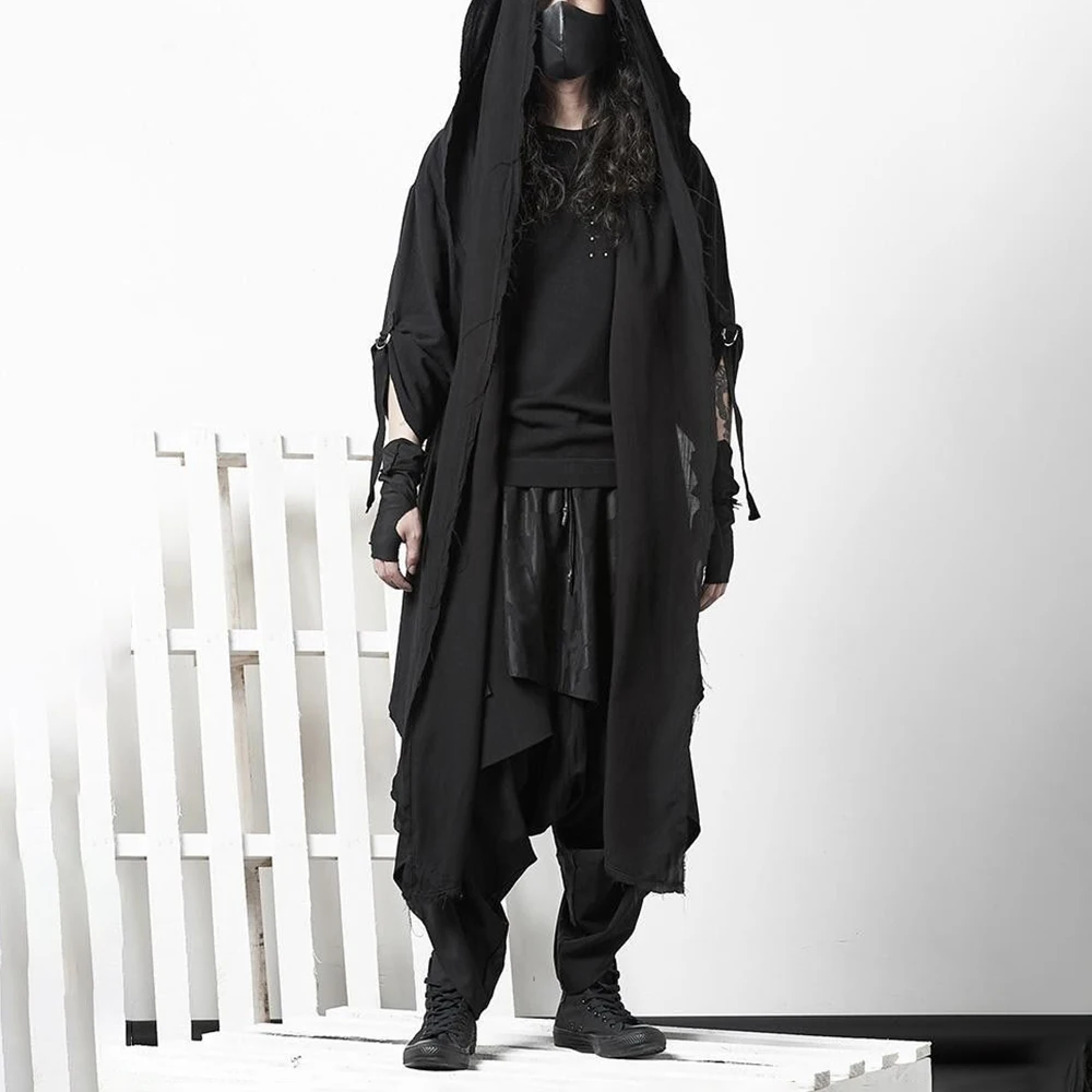 XS-5XL Mens Spring Cloak Dark Y2k Thin Double-Layer Cape Streetwear Fashion Dj Nightclub Stage Youth Top Men'S Wear 2026 New