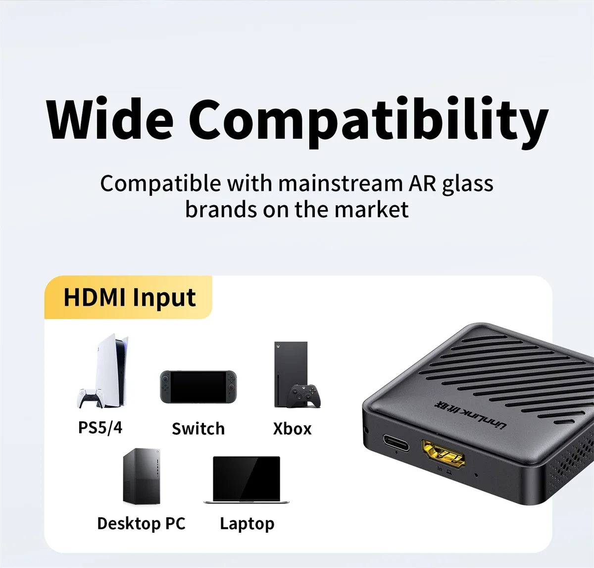 Unnlink HDMI zu USB-C AR-Brillen-Konverter für PS5 PS4 Switch2 Xbox zu Xreal Rokid Rayneo USB-C Tragbarer Bildschirm – Detail 8
