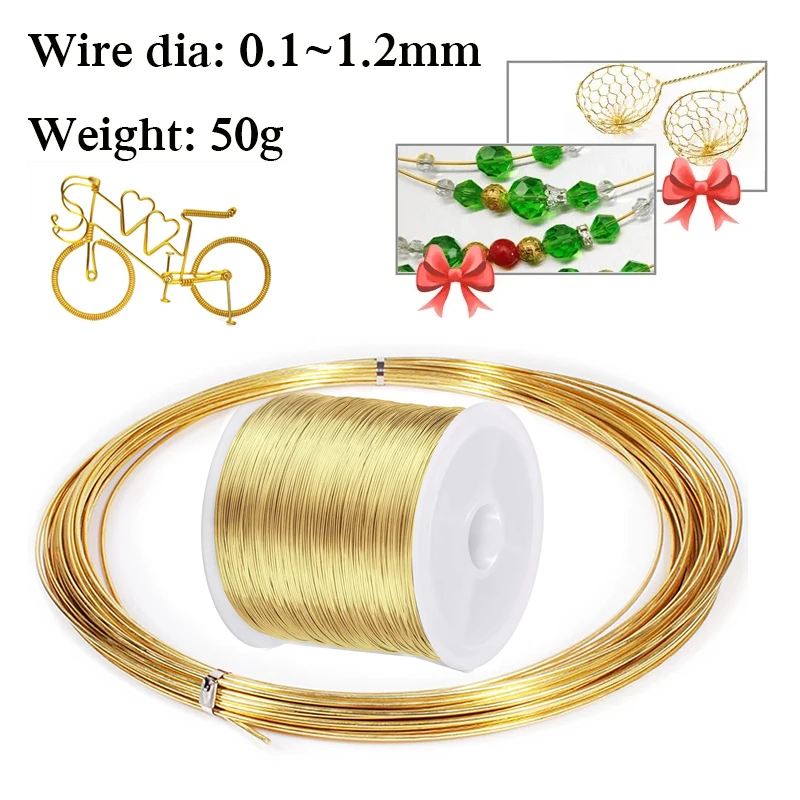 50g Drut mosiężny z powłoką 0,1 mm 0,2 mm 0,3 mm 0,4 mm 0,5 mm 0,6 mm 0,7 mm 0,8 mm 1 mm 1,2 mm Drut mosiężny Mosiężny drut metalowy