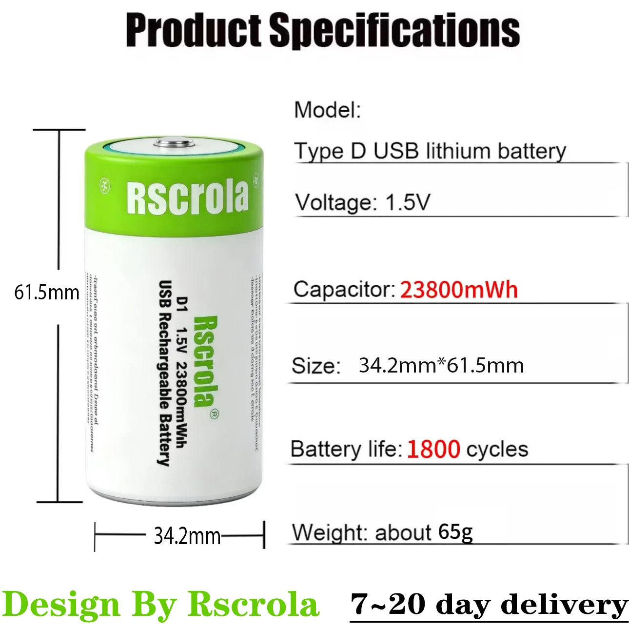 1.5V D Cell Recharg…