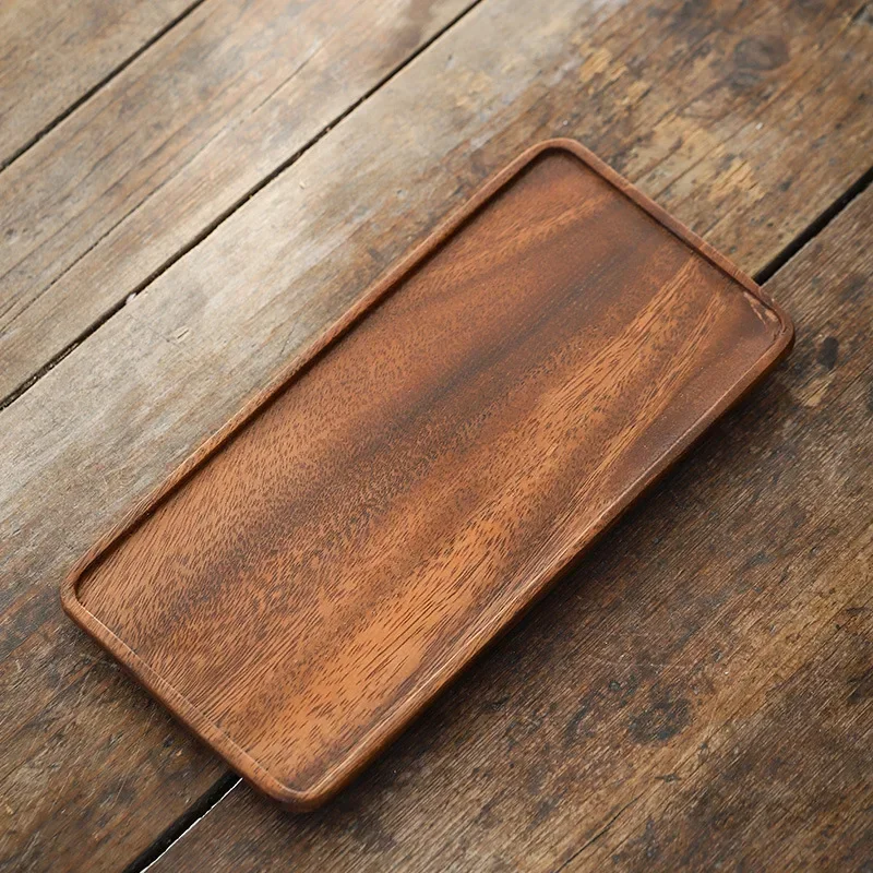 Natural Wooden Tray Serving Table Tray Table Plate Snacks Food Storage Dish Sushi Plate for Hotel Home Serving Tray