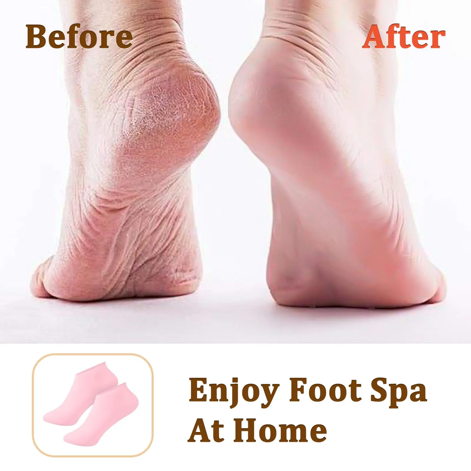 2 Pairs of Silicone Gel Moisturizing Foot Socks for Cracked Feet - Soothing Massage Softening Foot Skin Care with Moisturizer