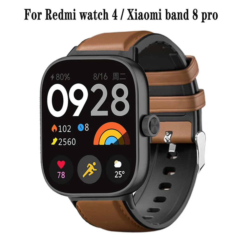 Band Leather Bracelet for Redmi watch 4 Wrist Strap for Xiaomi Mi band 8 pro watchband Smart watch Sports Strap Accessoeies