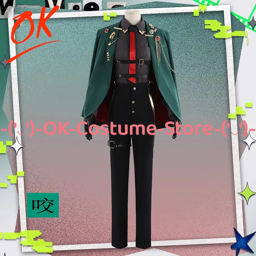 

[Customized Size] STRANGE EDEN Yao Cosplay Costume Green Blazer Suit with Harness Belt Outfit Halloween Carnival Party Uniform