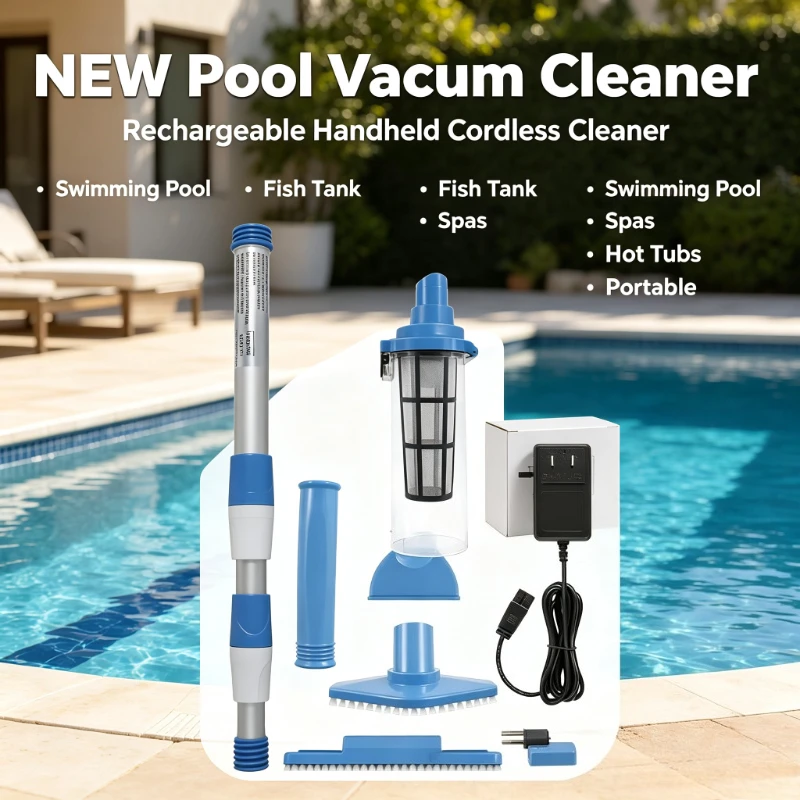 Rechargeable Portable Handheld Pool Vacuum Cordless Cleaner for Hot Tub Spa Fish Tank Pool