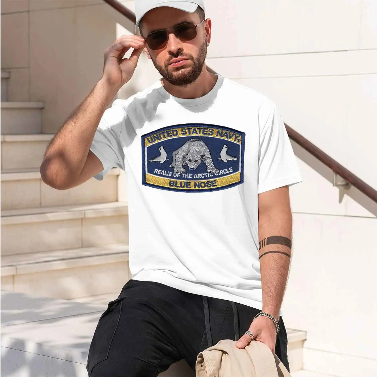 Blue Navy with Polar Design United States Navy of the Arct Circle Blue Nose Logo 2026 New Model Men’s Short-sleeve crewneck T-Sh