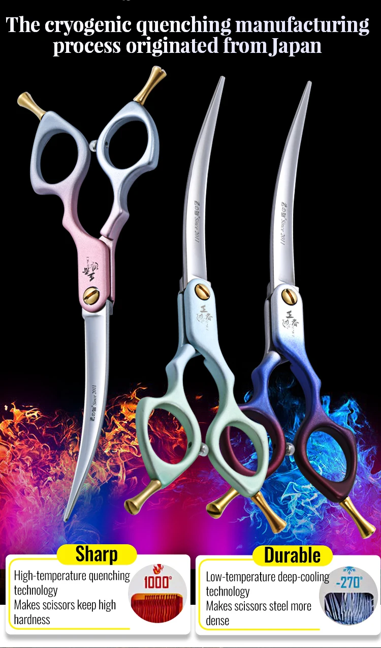 Fenice professional jp vg10 rechte und linke Hand 6,5 Zoll gebogen 35 ° Pflege schere Haustiers chere für Hunde selbst schleifende Schere – Detail 11