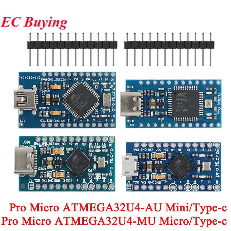 1 szt.-10 szt. Pro Micro ATMEGA32U4-AU MU 5V/16MHZ Moduł Mikrokontrolera Mini USB Typu-C do Arduino Leonardo R3 Zastępuje ATmega328