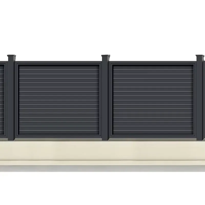 Customized Dark Grey Powder Coated Privacy Slat Aluminum Garden Fence with 3D Modeling Service