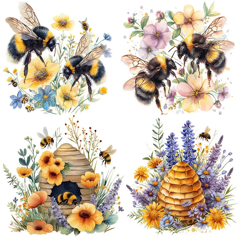 

C1229# Bee and Flowers Toilet Stickers Decoration for Living Room, Wall, Bedroom, and Home Decor Car Decals Self-Adhesive