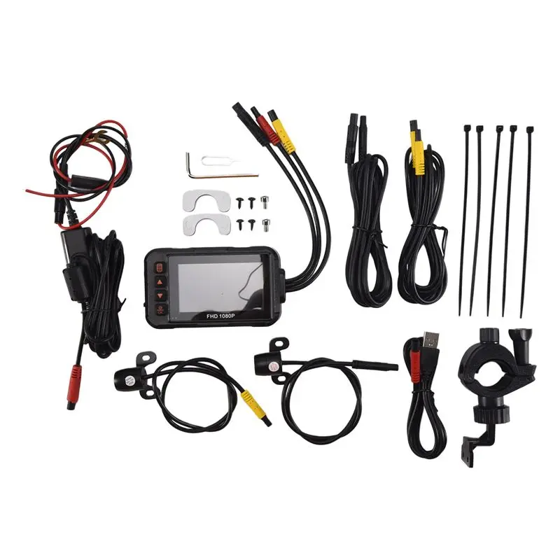 

Durable-1080P Waterproof Motorcycle Camera DVR 3 Inch Front & Rear Camera Video Recorder DVR Black