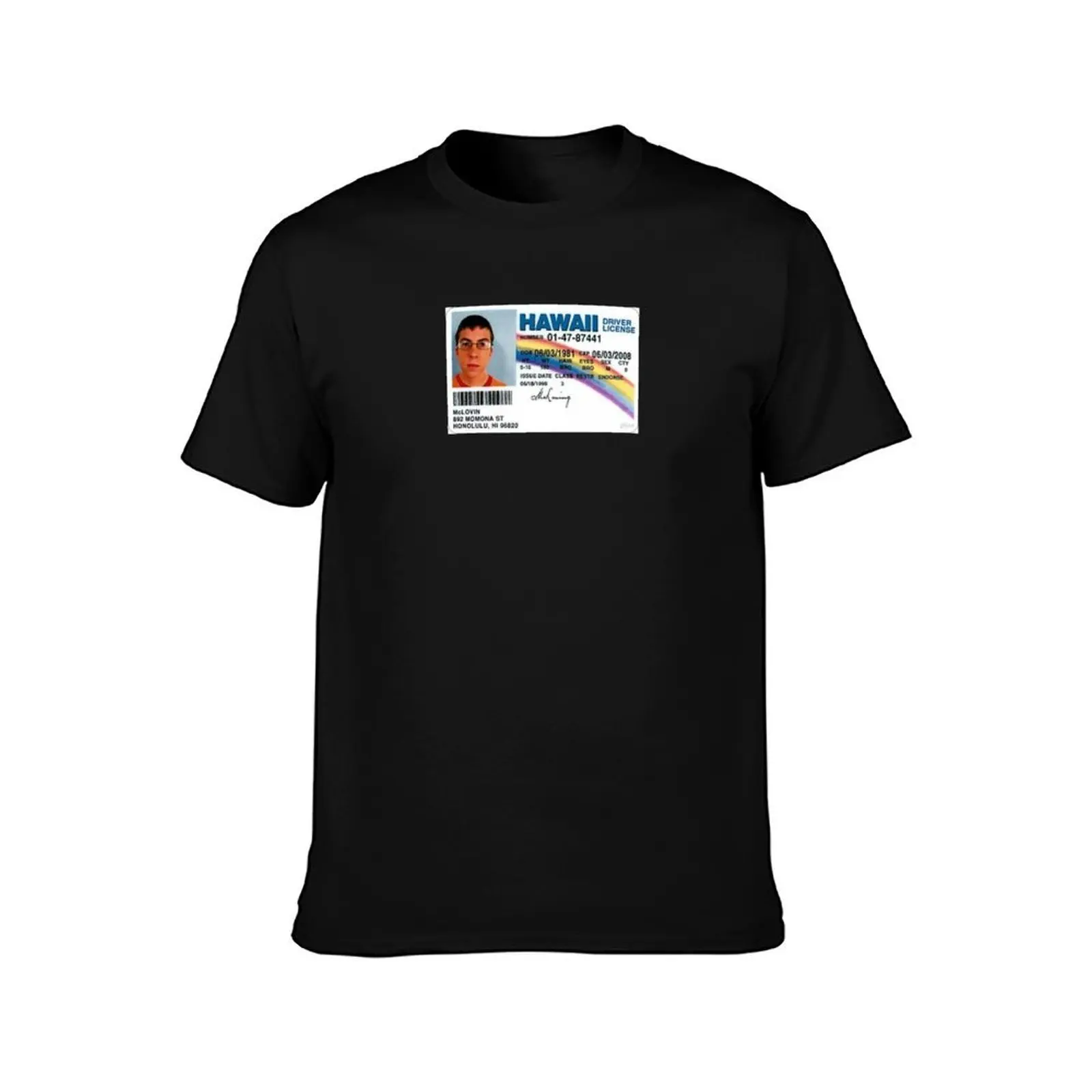 McLovin Superbad ID T-Shirt, Summer Casual Cotton Tee, Oversized Streetwear Tops, Vintage Graphic Print, Loose Fit Short Sleeve
