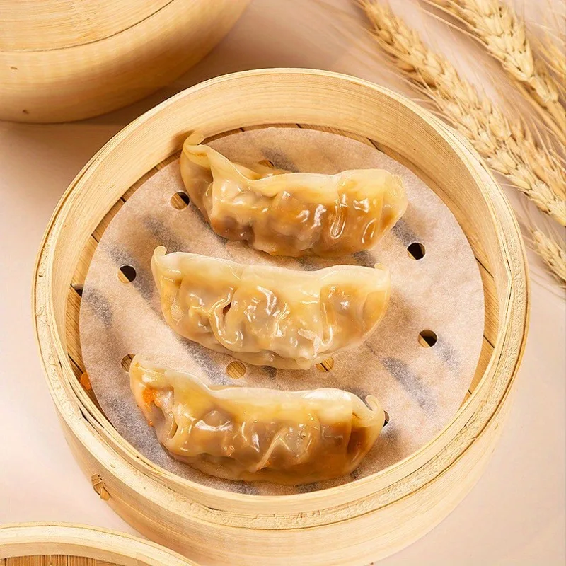 Lebensmittelechtes Backpapier, Antihaftbeschichtet, Wasserfest, Doppelseitig, für Dampfnudeln - Dampfnudeln - Dumplings, Einweg-Dampfpapier