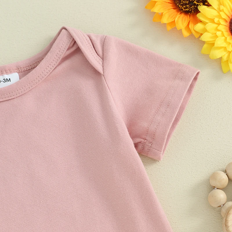 

Infant Toddler Baby Boy Girl Solid Short Sleeve Bodysuit T-shirt Romper Jumpsuit Newborn Summer Clothes